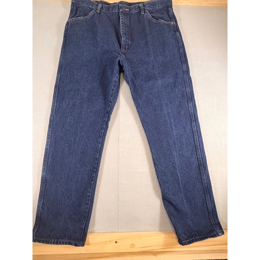 Rustler Mens Straight Leg Denim Jeans‎ Indigo Blue Workwear 40x34